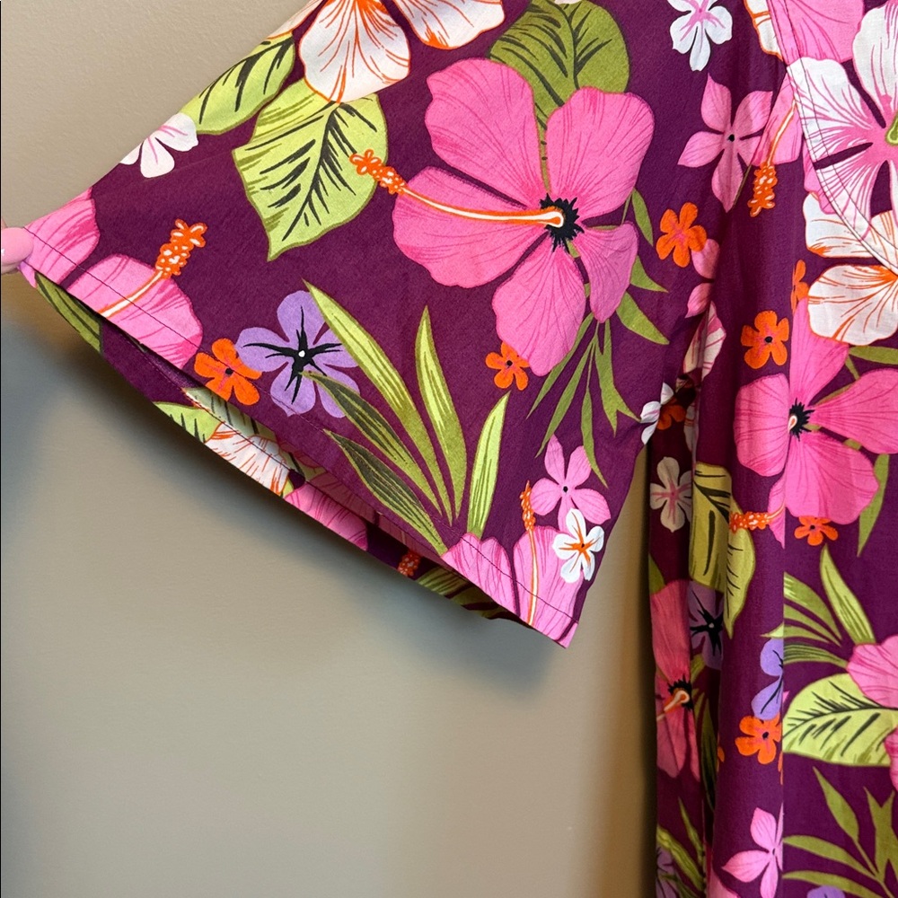 Plus Size 2X Tropical Floral Dress | Desert Shores Pink Hawaiian Resort Dress - Picture 3 of 7